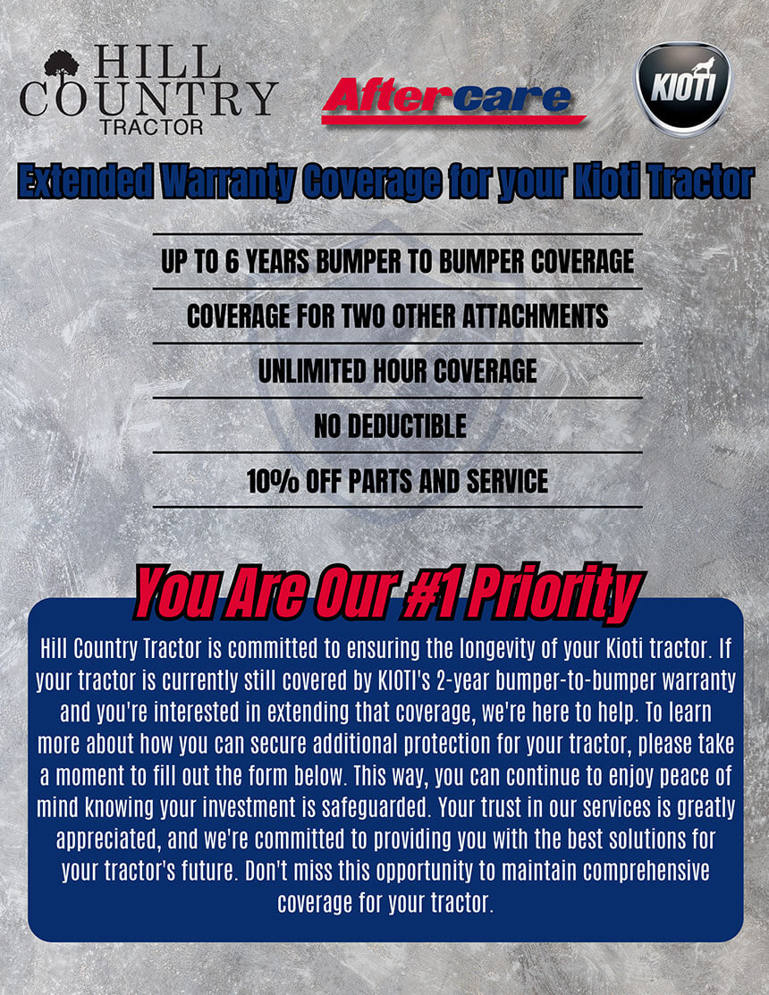 Extended Warranty for Kioti Tractor Hill Country Tractor Elmendorf