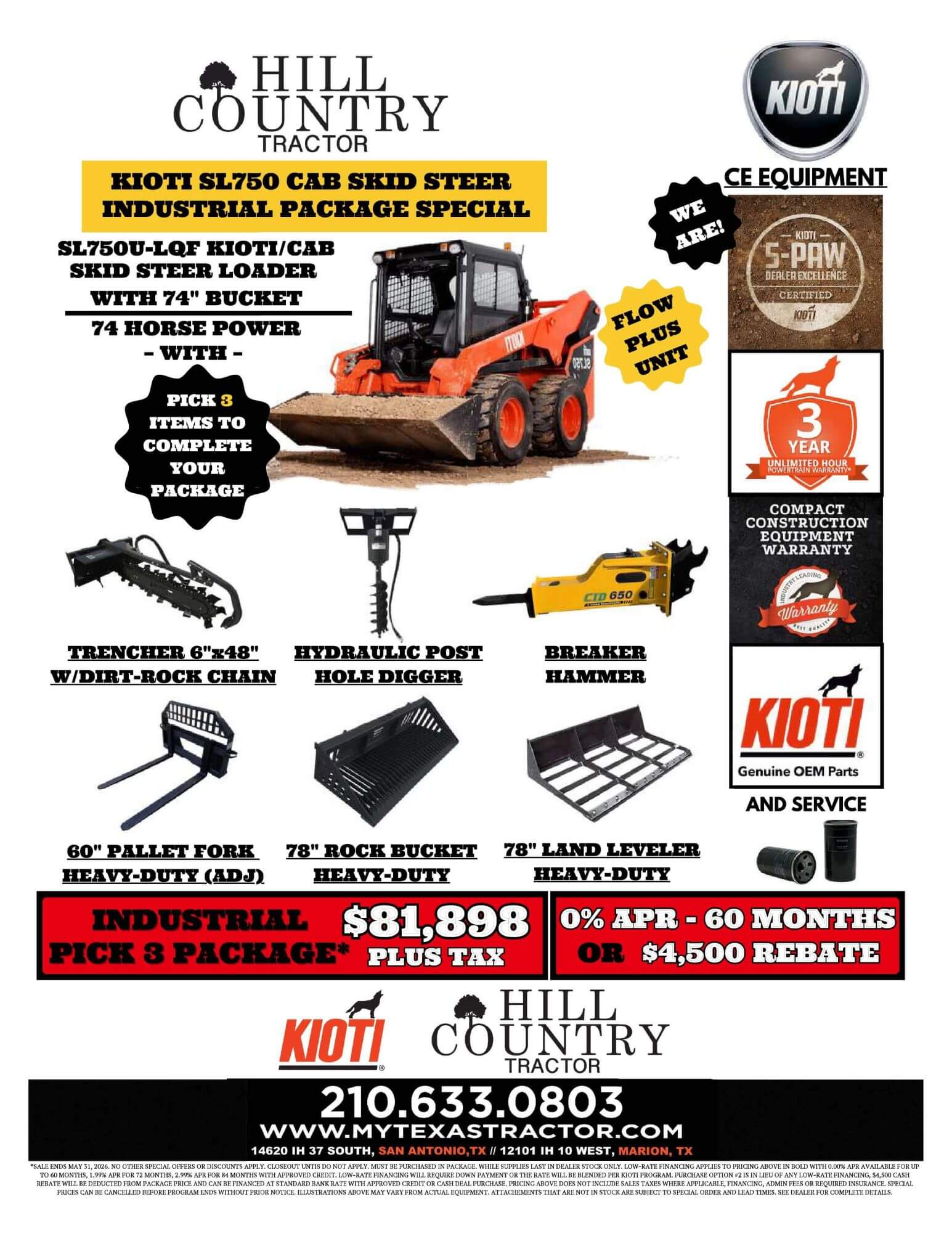 Kioti SL750 CAB SKID STEER