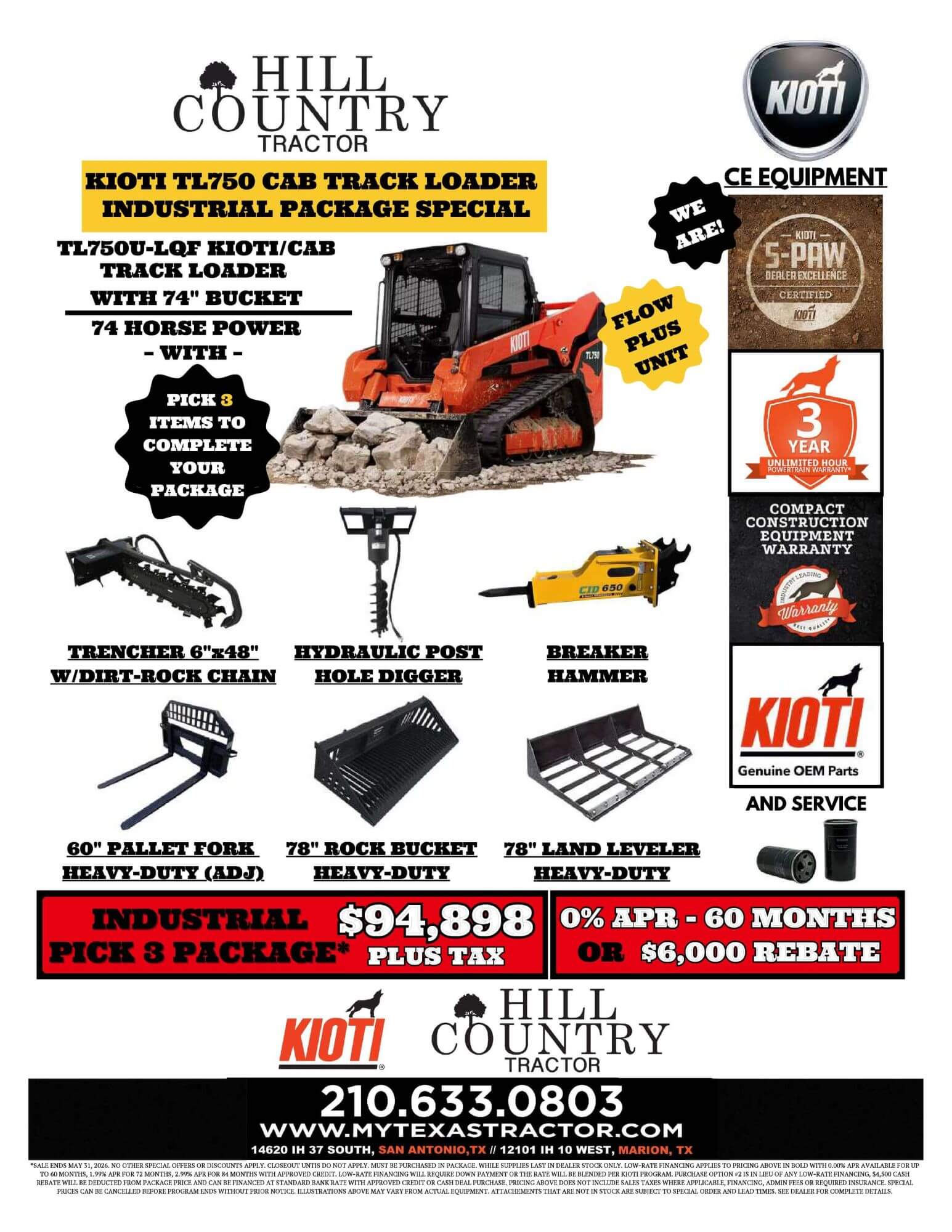 Kioti TL750 Cab Track Loader